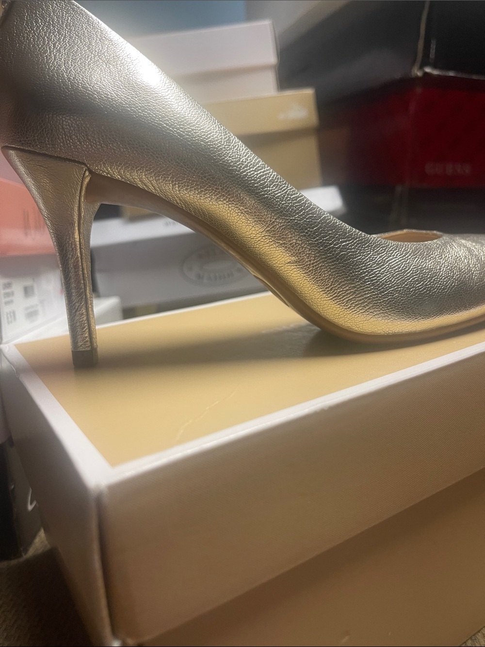 MICHAEL Michael Kors Metallic Silver Mid Heel Pump